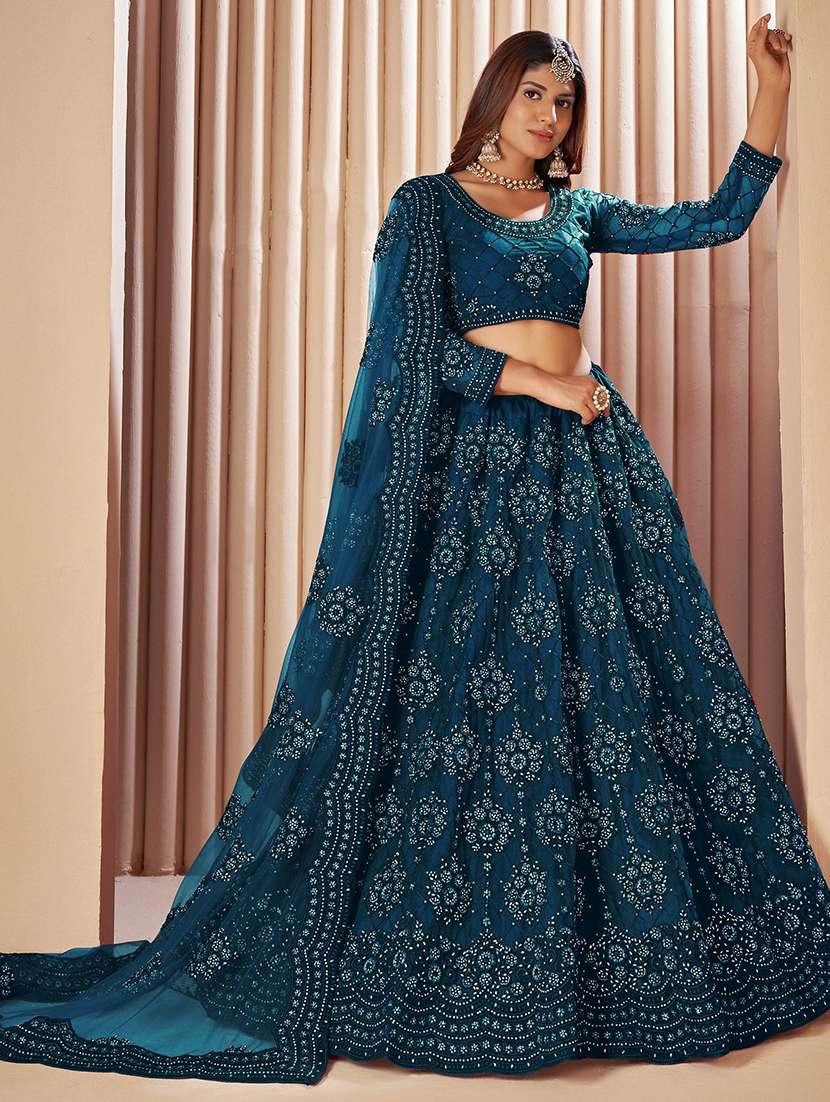 women embroidered flared lehenga choli with duppata set - 22042161 - Standard Image - 1