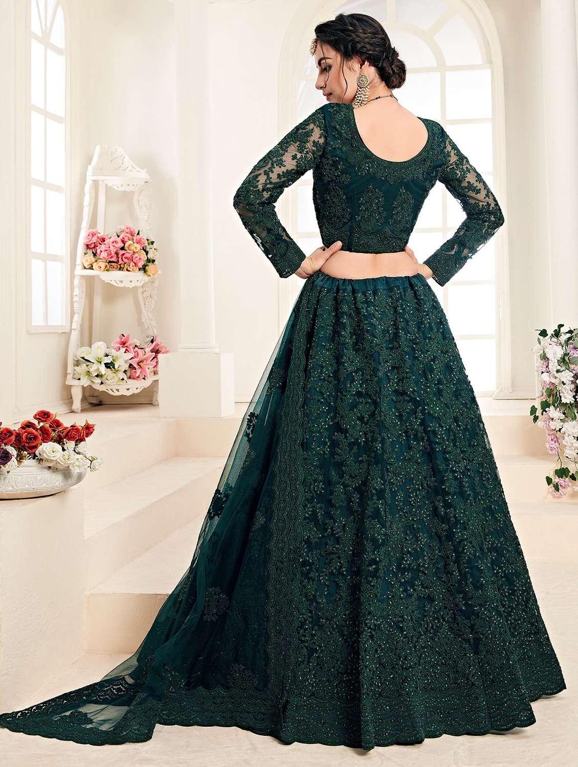 women embroidered flared lehenga choli with duppata set - 22042164 -  Standard Image - 1