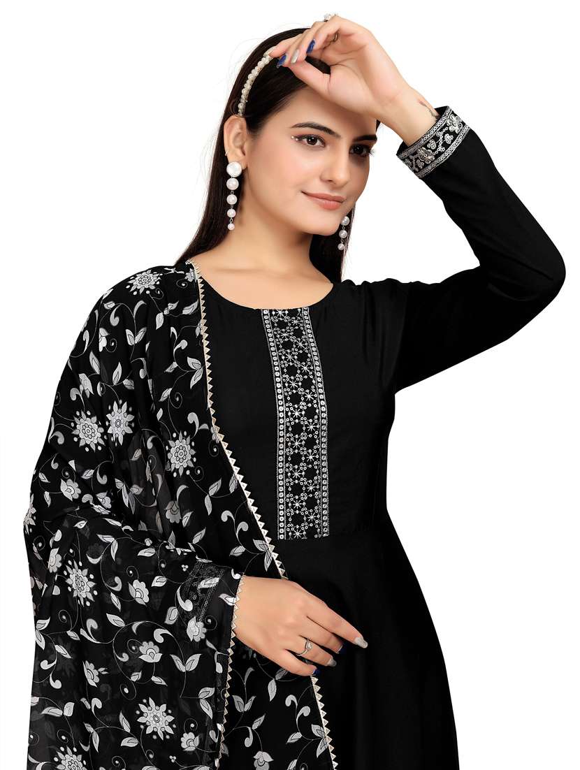 women solid long sleeve kurta dupatta set - 22042183 -  Standard Image - 4