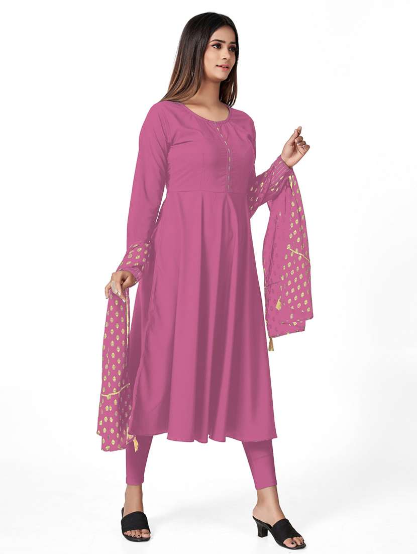 women solid long sleeve kurta and dupatta set - 22042187 -  Standard Image - 1