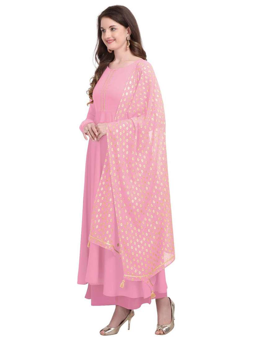 women solid long sleeve kurta and dupatta set - 22042192 - Standard Image - 1