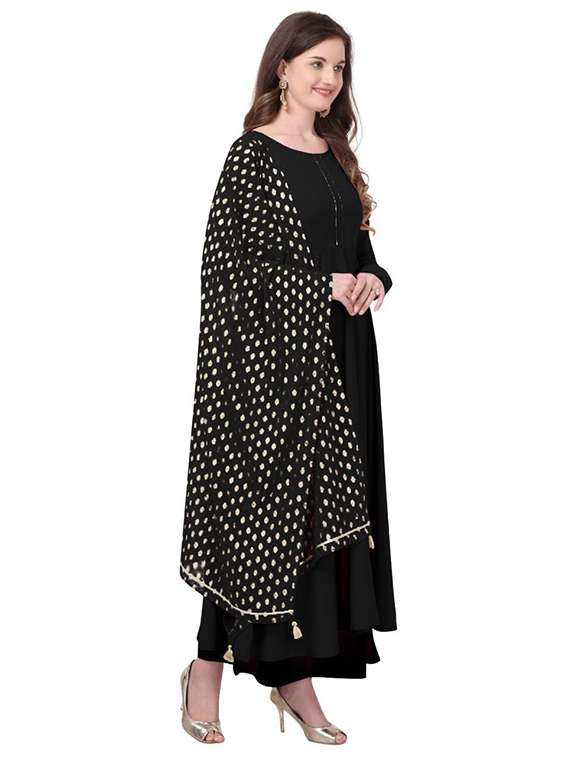women solid long sleeve flared kurta and dupatta set - 22042193 -  Standard Image - 1
