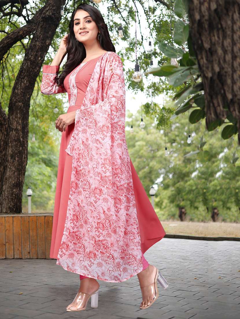 women printed long sleeve kurta and dupatta set - 22042203 - Standard Image - 1