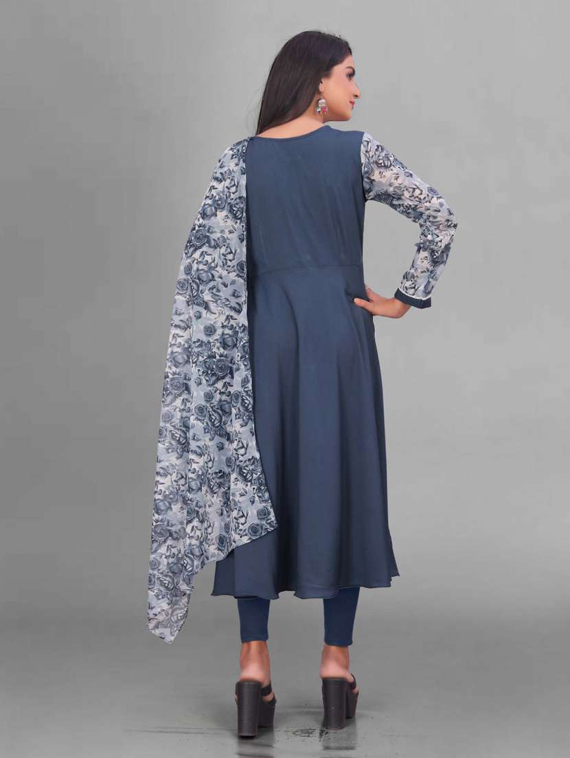 women printed long sleeve kurta and dupatta set - 22042204 -  Standard Image - 1