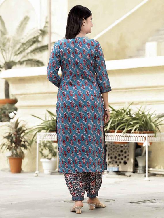 girls printed kurta and salwar with dupatta - 22042233 - Standard Image - 1