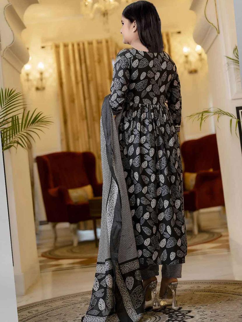 girls printed kurta and pant with dupatta set - 22042236 - Standard Image - 1