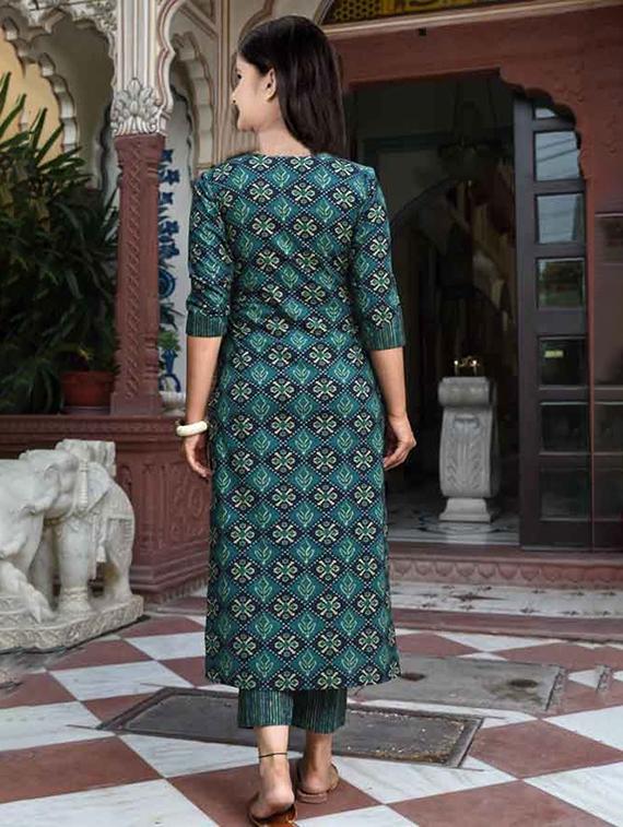 girls printed kurta and pant with dupatta - 22042247 - Standard Image - 1