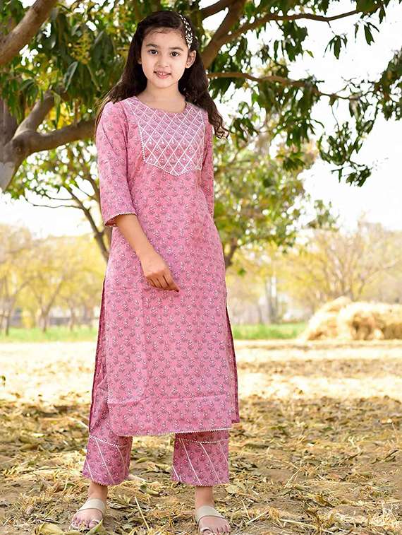 girls printed kurta and pant set - 22042257 -  Standard Image - 1