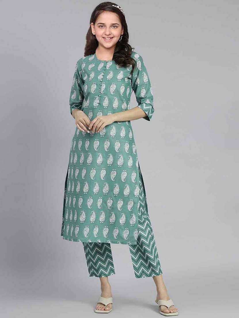 girls printed kurta and pant set - 22042260 - Standard Image - 1