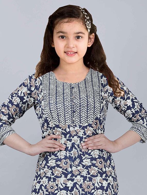 printed rayon kurta pant set blue - 22042272 -  Standard Image - 1