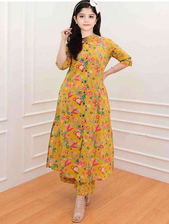 girls printed kurta and palazzo set - 22042278 - Standard Image - 1
