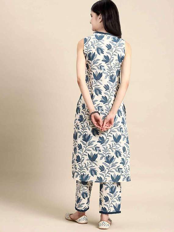 girls printed sleeveless kurta and pant set - 22042279 - Standard Image - 1