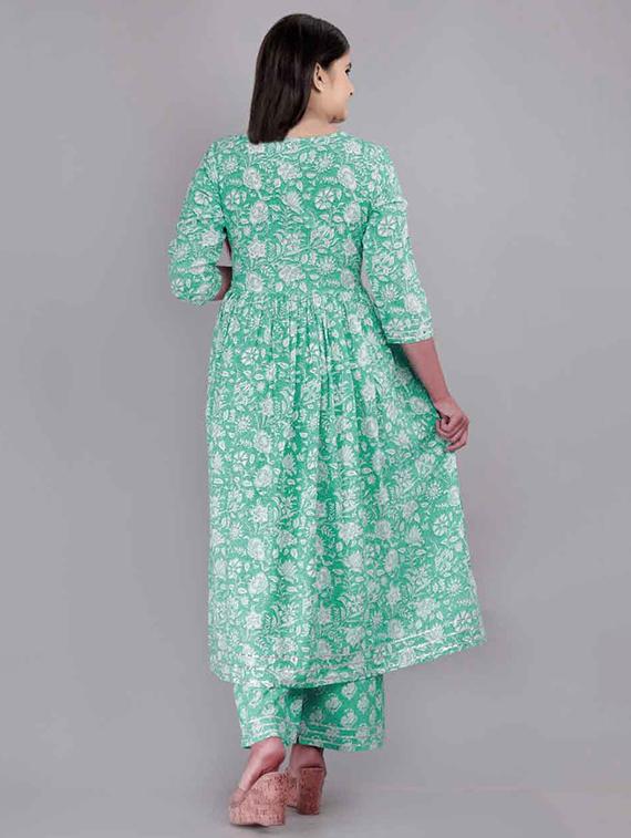 girls printed three quarter sleeve kurta and pant set - 22042281 - Standard Image - 1