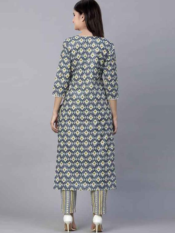 girls printed three quarter sleeve kurta and pant set - 22042286 - Standard Image - 1