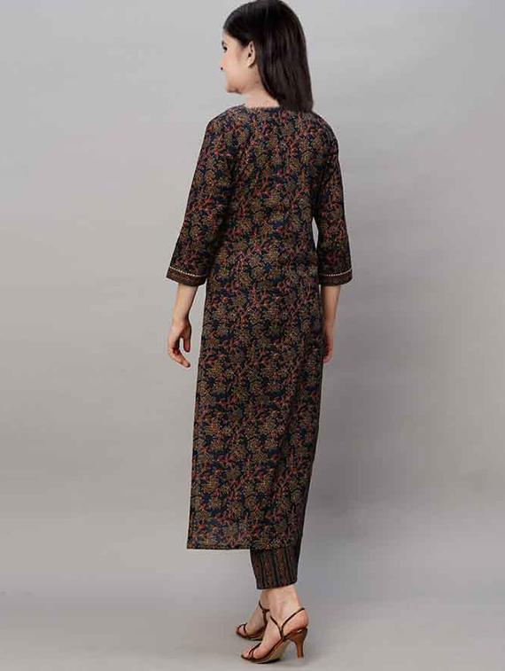 girls printed three quarter sleeve kurta and pant set - 22042291 - Standard Image - 1