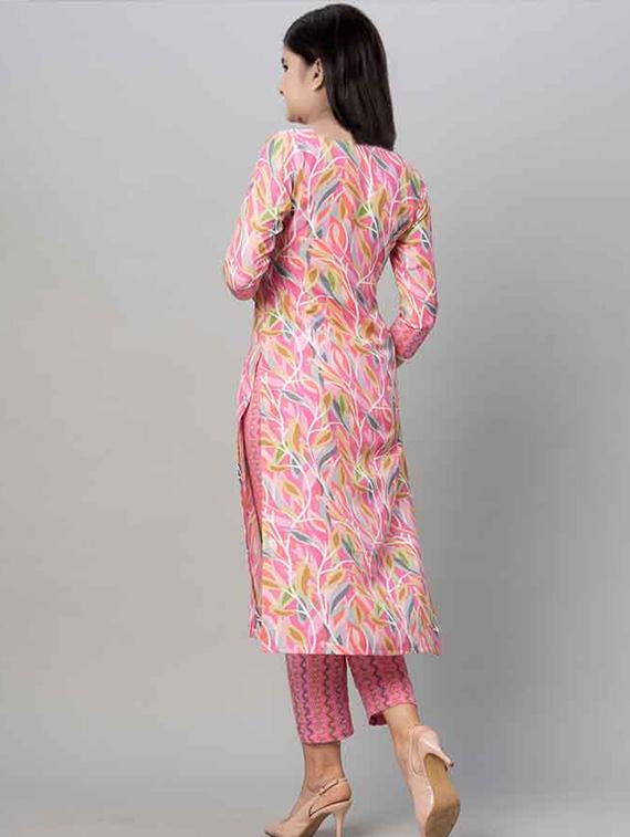 girls printed three quarter sleeve kurta and pant set - 22042292 - Standard Image - 1