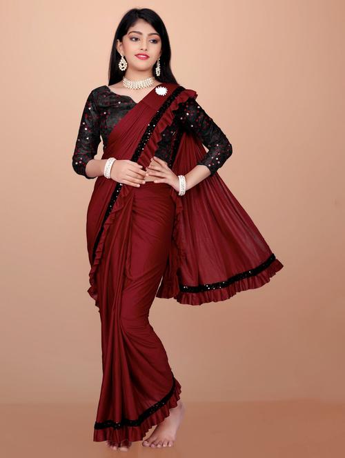girls embellished ready to wear saree - 22042303 - Standard Image - 0