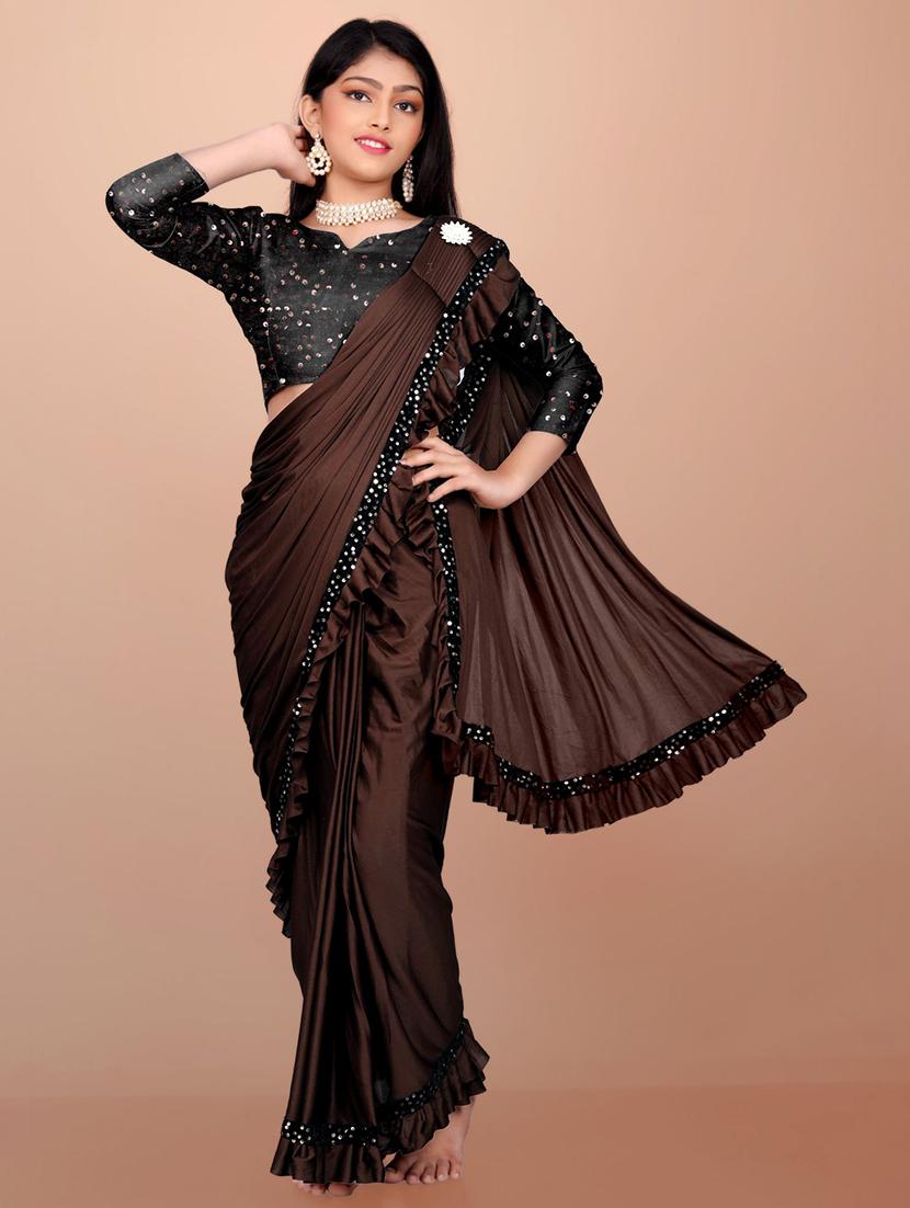 girls embellished ready to wear saree - 22042304 -  Standard Image - 1