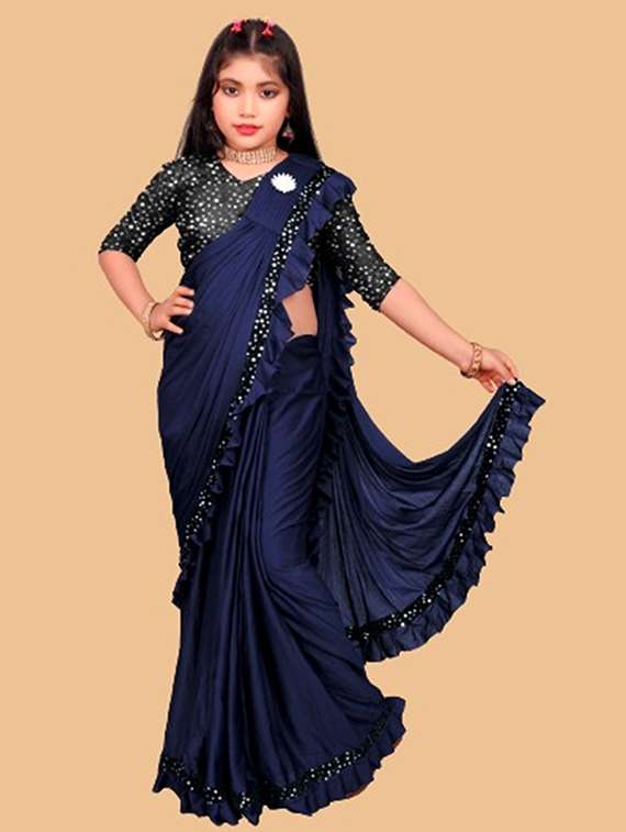 girls embellished ready to wear saree