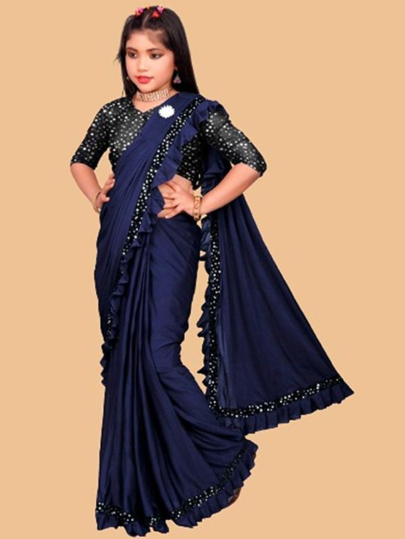 girls embellished ready to wear saree - 22042306 -  Standard Image - 1