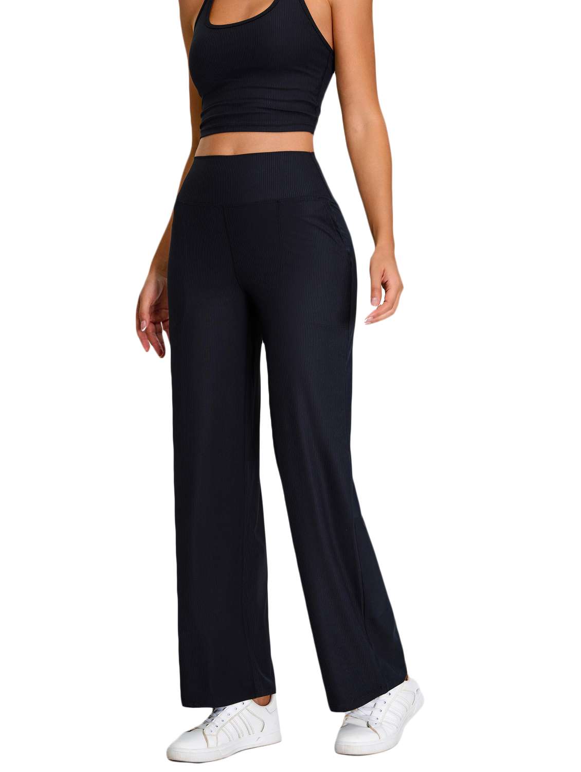 women black solid active wear set - 22042312 -  Standard Image - 1