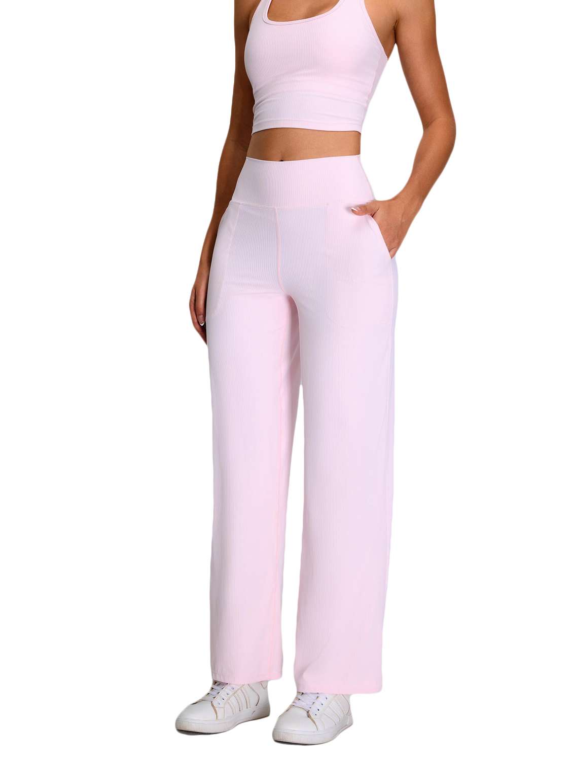 women pink solid active wear set - 22042315 -  Standard Image - 1