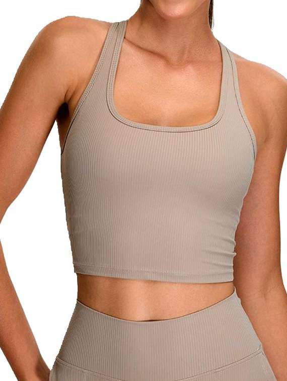 women beige solid active wear set - 22042329 - Standard Image - 4