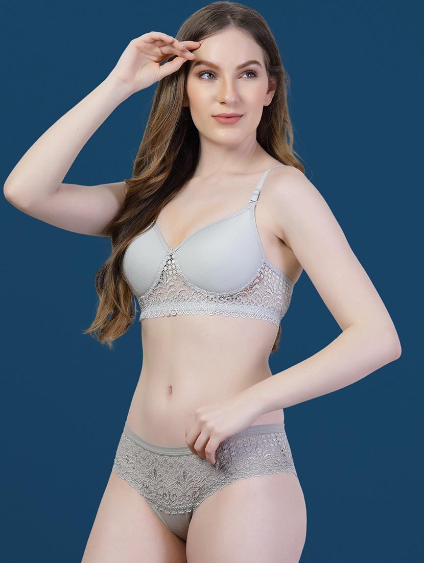 women pack of 3 solid bra and panty set - 22042358 -  Standard Image - 1