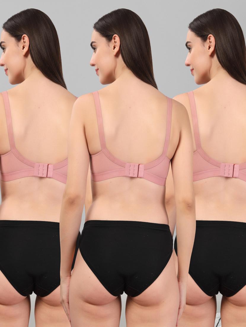 women pack of 3 solid bra and panty set - 22042375 - Standard Image - 4