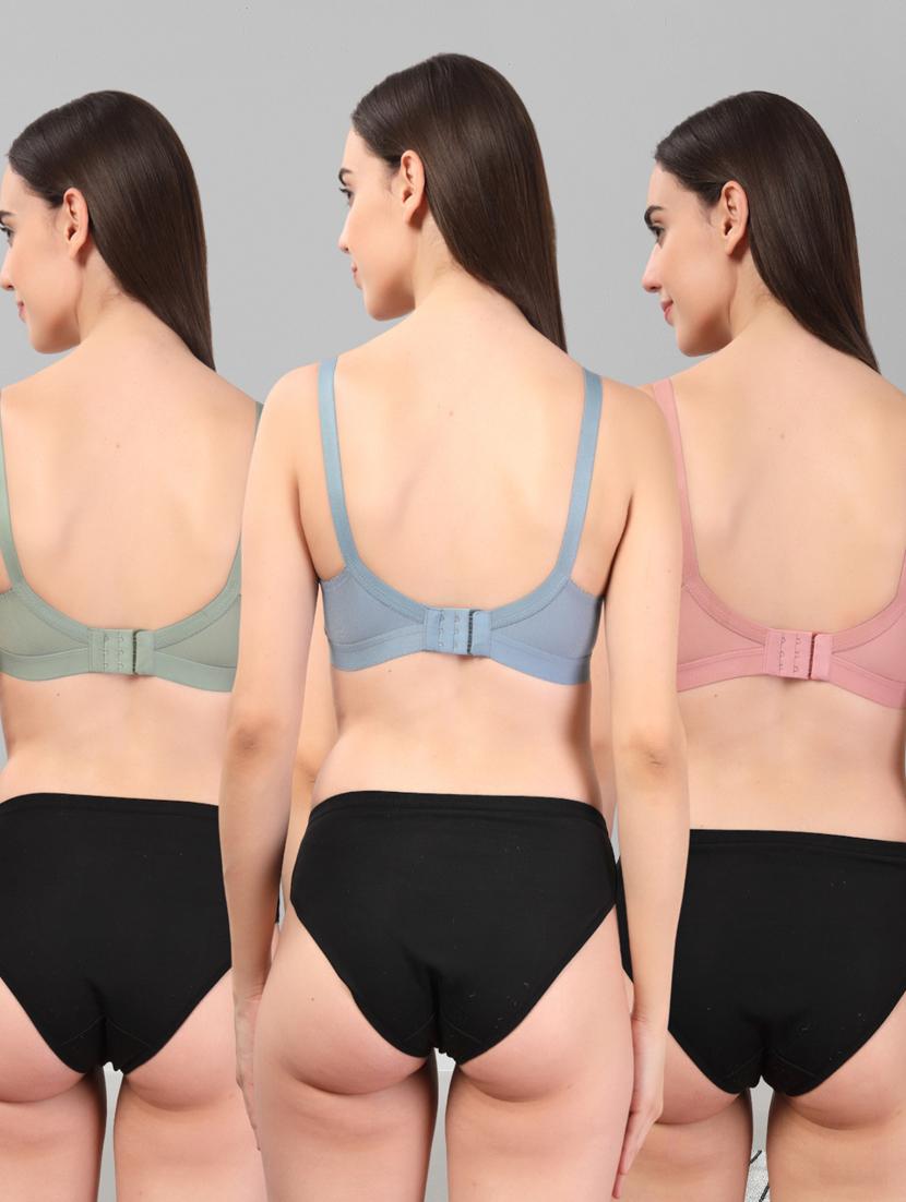 women pack of 3 solid bra and panty set - 22042377 - Standard Image - 4