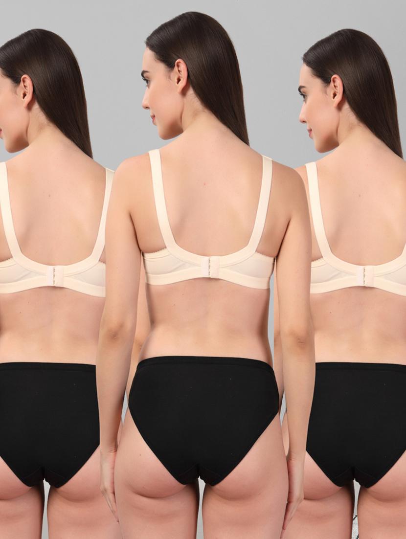 women pack of 3 solid bra and panty set - 22042379 - Standard Image - 4