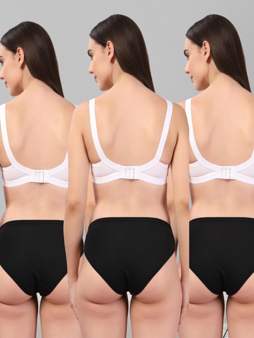 women pack of 3 solid bra and panty set - 22042380 - Standard Image - 4