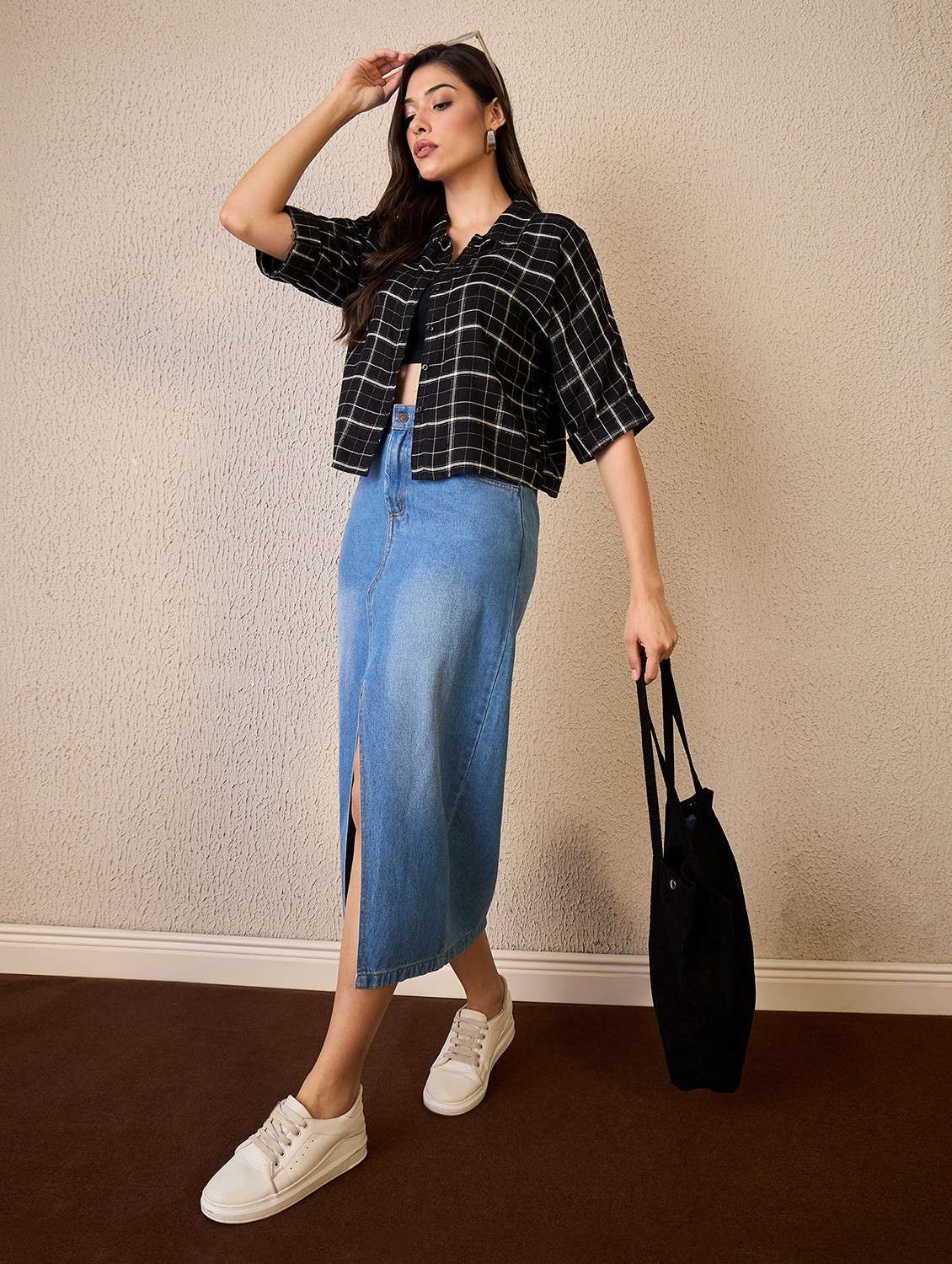 women checkered collared long sleeve shirt - 22042410 - Standard Image - 4