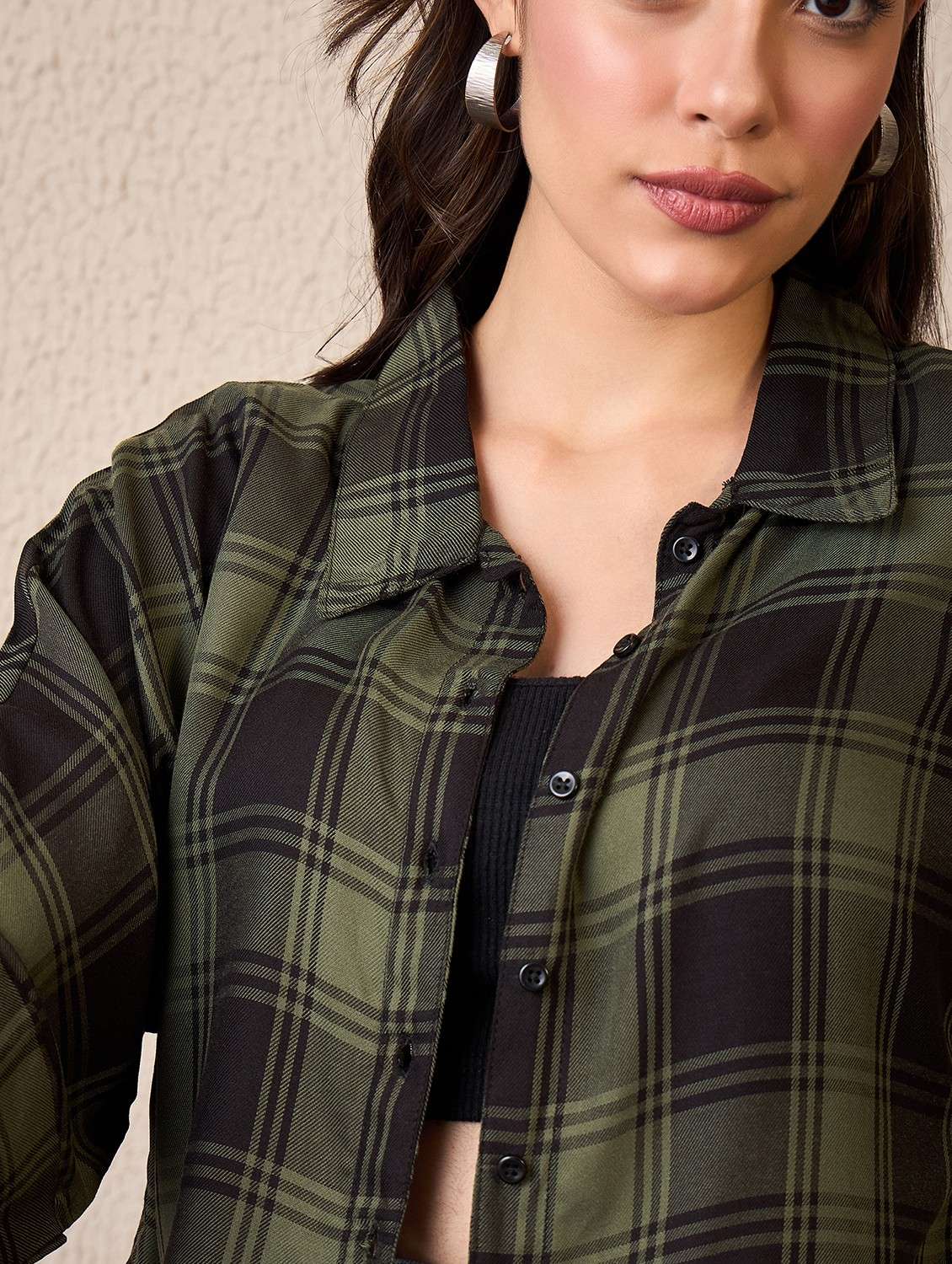 women checkered collared roll up sleeve shirt - 22042411 - Standard Image - 4