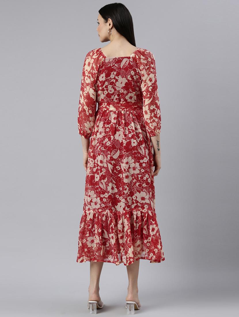 women floral printed puff sleeve tiered dress - 22042416 - Standard Image - 4
