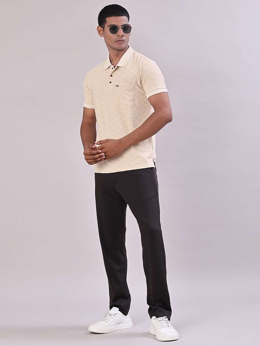 men solid mid rise flat front casual trouser - 22042616 -  Standard Image - 4