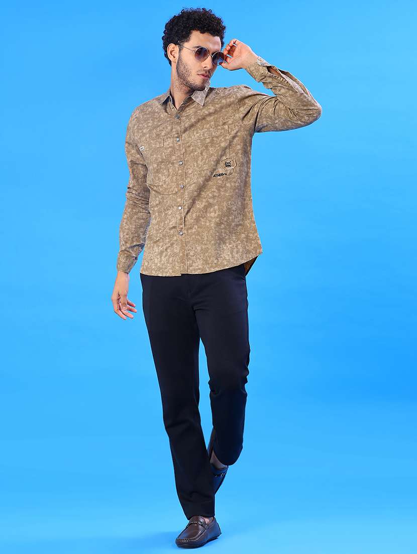 men solid mid rise flat front casual trouser - 22042617 -  Standard Image - 4