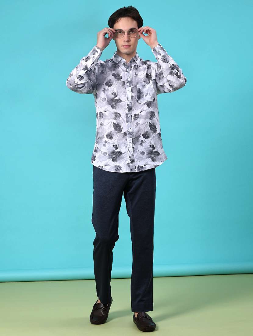 men solid mid rise flat front casual trouser - 22042620 -  Standard Image - 4