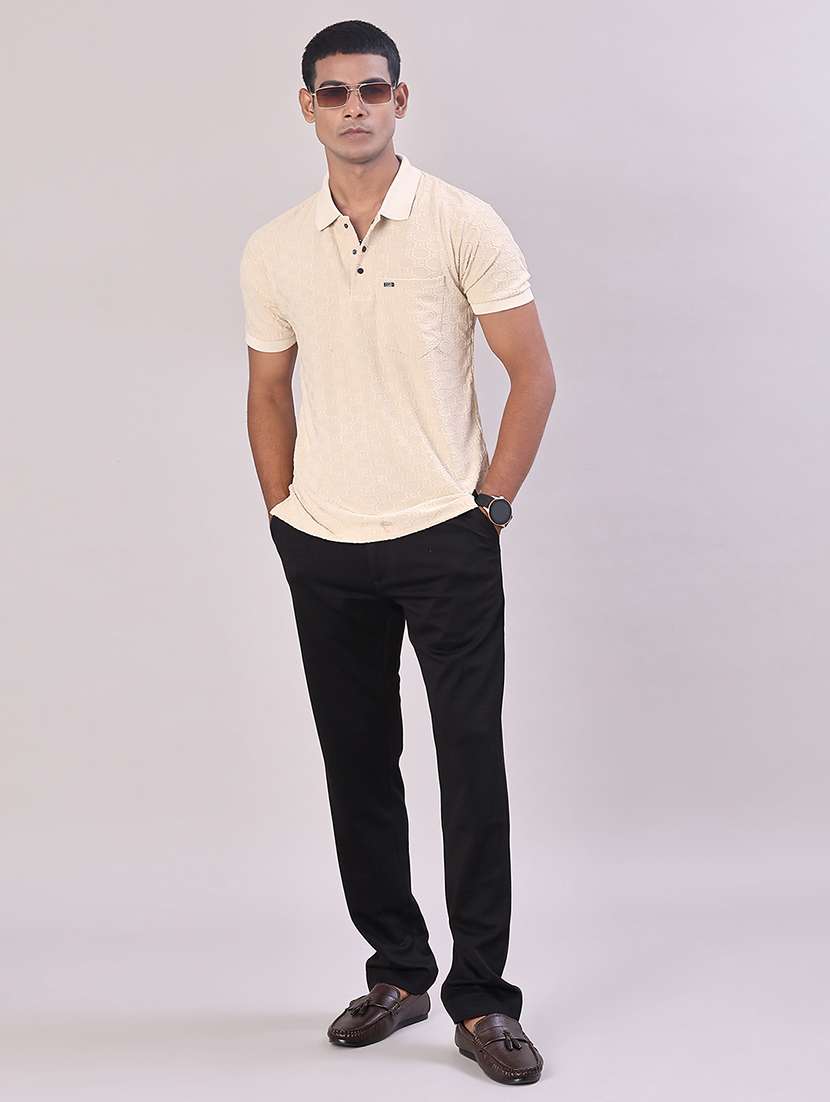 men solid mid rise flat front casual trouser - 22042621 -  Standard Image - 4