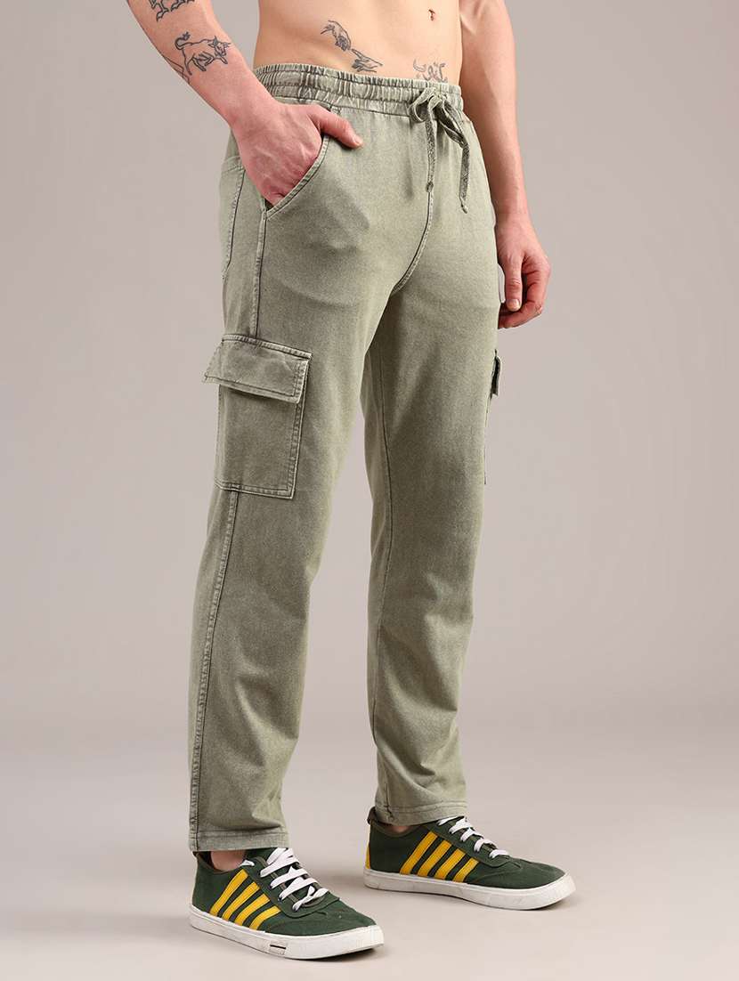 men solid mid rise cargos - 22042664 -  Standard Image - 1