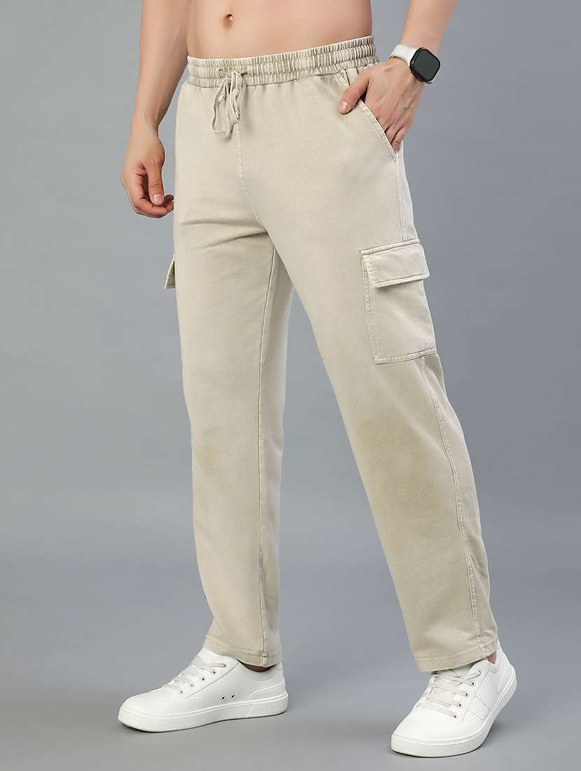 men solid mid rise regular fit cargo - 22042665 -  Standard Image - 1