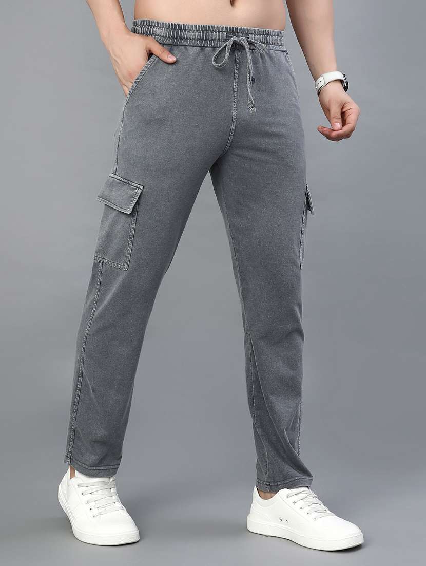 men solid mid rise regular fit cargo - 22042666 -  Standard Image - 1