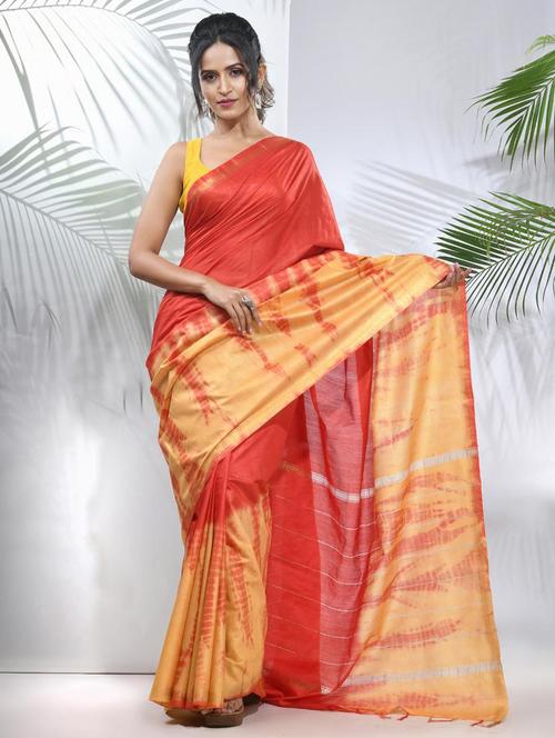 women shibori handloom saree with blouse - 22042706 - Standard Image - 0