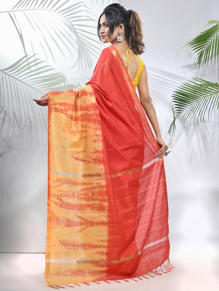 women shibori handloom saree with blouse - 22042706 - Standard Image - 1