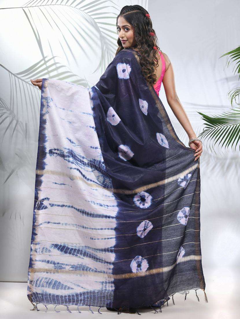 women shibori printed saree with blouse - 22042707 -  Standard Image - 1