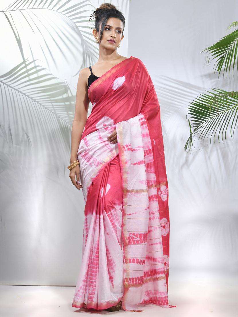 women shibori printed saree with blouse