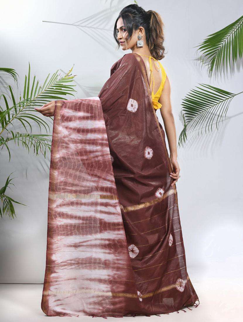 women shibori handloom saree with blouse - 22042710 -  Standard Image - 1