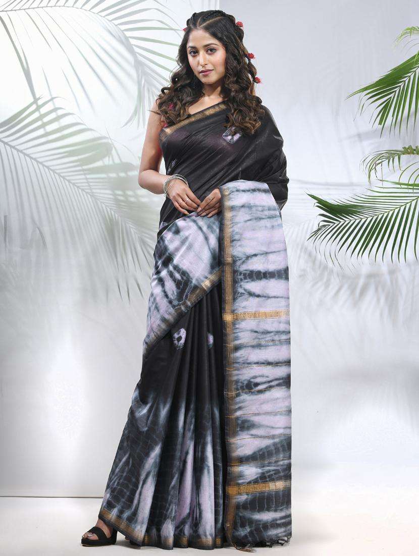 women shibori printed saree with blouse