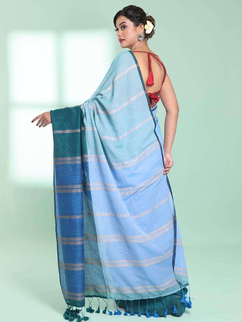 women striped handloom saree with blouse - 22042721 -  Standard Image - 1