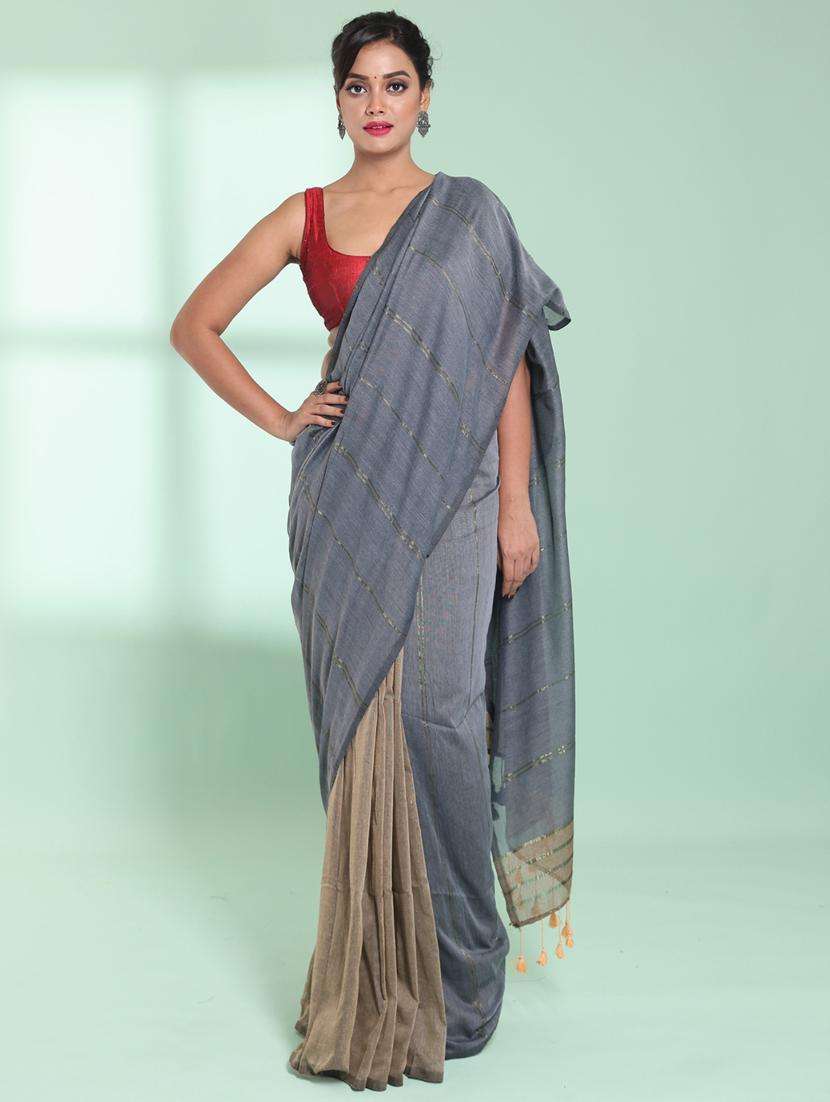 women striped handloom saree with blouse